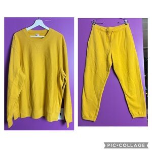 🌻 J. CREW yellow heavyweight sweatsuit crewneck sweatshirt and joggers set 🌻